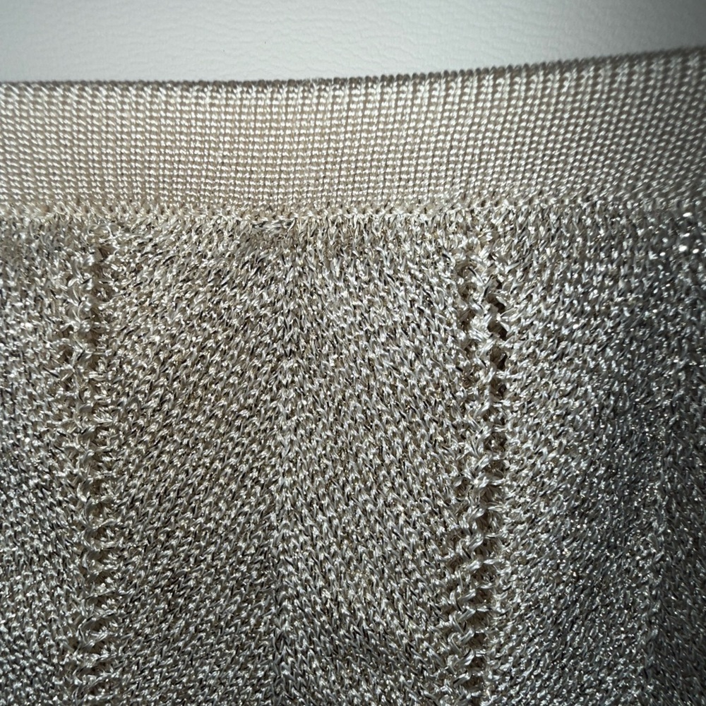 White House Black Market Cream Layered Glitter Top - Picture 6 of 8